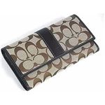 COACH(コーチ) シグネチャー チェックブック 3つ折り長財布 ブラウン 41878