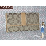 COACH コーチ・シグネチャースリムエンベロープ3つ折り長財布 キャメル