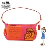 【訳あり】Coach(コーチ) トップハンドル ポーチ ボニー アップリケ ピンク 42583