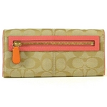 【訳あり】Coach(コーチ) スリム エンベロープ 長財布 ボニー シグネチャー ピンク×ライトカーキ 42551