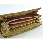 【訳あり】Coach(コーチ) アコーディオン ジップ 長財布 シグネチャー ストライプ ゴールド 42247