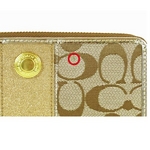 【訳あり】Coach(コーチ) アコーディオン ジップ 長財布 シグネチャー ストライプ ゴールド 42247