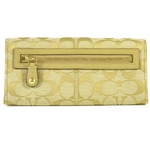 【訳あり】Coach(コーチ) スリム エンベロープ 長財布 ボニー シグネチャー ライトカーキ 42606