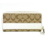 【訳あり】Coach(コーチ) アコーディオン ジップ アラウンド 長財布 シグネチャー ストライプ ホワイト 41631