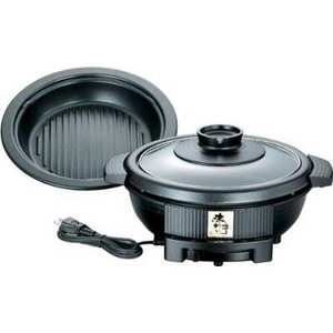 ツインバード 電気グリル鍋 EP-D163B 【焼肉プレート付き】3～4人用にちょうど良い2.2L 土鍋スタイルでおいしさ演出!味わい亭