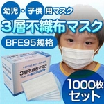 【幼児・子供用マスク】新型インフルエンザ対策3層不織布マスク 1000枚セット（50枚入り×20） 