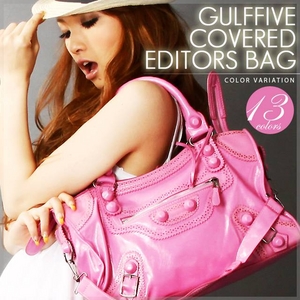 gulffive（ガルフファイブ） エディターズバッグ カバードスタッズ ホワイト