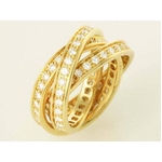  【現品限り】Cartier（カルティエ） スリーバングルズリング ダイヤ YG #51 【中古SA】