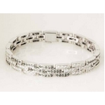 【現品限り】Cartier（カルティエ） パンテールブレス 3ロウ フルダイヤ/ブラックダイヤ WG【中古SA】