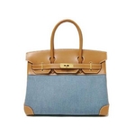 【現品限り】HERMES（エルメス）バーキン30 トワルジーン（デニム）/ヴァッシュ ゴールド金具 G刻印【中古B】