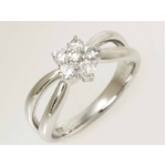 【現品限り】Ponte Vecchio（ポンテヴェキオ）K18WG フラワーモチーフリング D0.30ct【中古A】