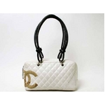 【現品限り】CHANEL（シャネル） カンボンライン ボーリングバッグ 白/パイソン A25171 【中古BC】