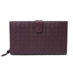 【現品限り】BOTTEGA VENETA（ボッテガヴェネタ） イントレチャート 2つ折財布 ダークパープル 114073【中古SA】