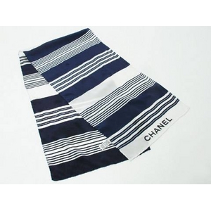 【現品限り】CHANEL（シャネル） スカーフ 白/ネイビー 【中古A】