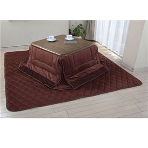 マイクロファイバー省スペースこたつ布団セット 長方形 ブラウン