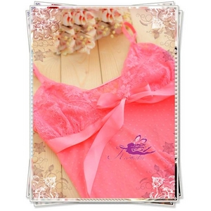 コスプレ ランジェリー リボン&ドット柄ピンクのベビードールとTショーツ・ランジェリー ・ワンピース