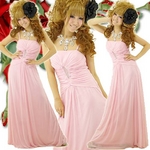 ドレス 光沢ラメ入りロングドレス ピンク