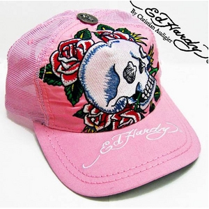 Ed Hardy（エドハーディー） キャップ BASIC CAP/SKULL HEAD OF ROSE スカル ローズ/ 刺繍　ベーシック　/ピンク【A1N0AABD】 
