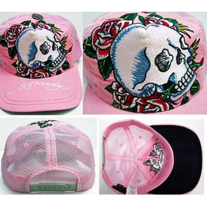 Ed Hardy（エドハーディー） キャップ BASIC CAP/SKULL HEAD OF ROSE スカル ローズ/ 刺繍　ベーシック　/ピンク【A1N0AABD】 