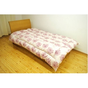 国産抗菌防臭防ダニわた&フランスウール使用羊毛混掛け布団 シングルロング ピンク