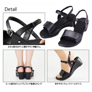 【スラリ脚長効果】ムレにくい脚長ナースサンダル　ブラック　Mサイズ　