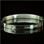 [DUAL∞DESTINY] ジュエリーステンレス製 CZダイヤ入り Silver×PointBlackブレスレット メンズSV／1セット1点（DD巾着付き）