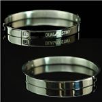 [DUAL∞DESTINY] ジュエリーステンレス製 CZダイヤ入り Silver×PointBlackブレスレット メンズSV／1セット1点（DD巾着付き）