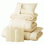 新20色羽根布団8点セット シングル　アイボリー