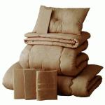 新20色羽根布団8点セット シングル モカブラウン