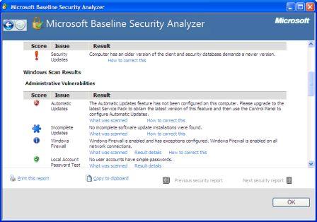 Microsoft Baseline Security Analyzer.