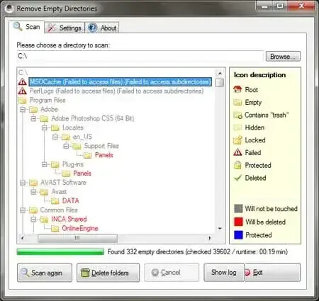 windows - how to delete only empty.