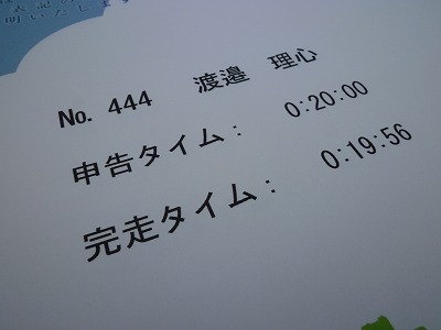 完走記録証。惜しくも、なんと４秒差！