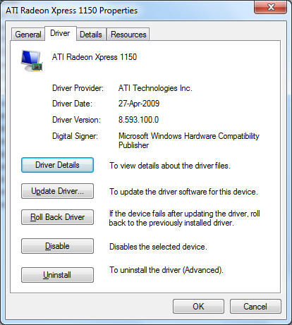ATI Radeon® Xpress 1150 256MB HyperMemory.